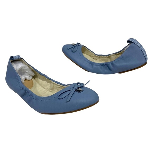 Michael by Michael Kors | Ballet Flats Blue Juliette Leather New - Picture 1 of 8